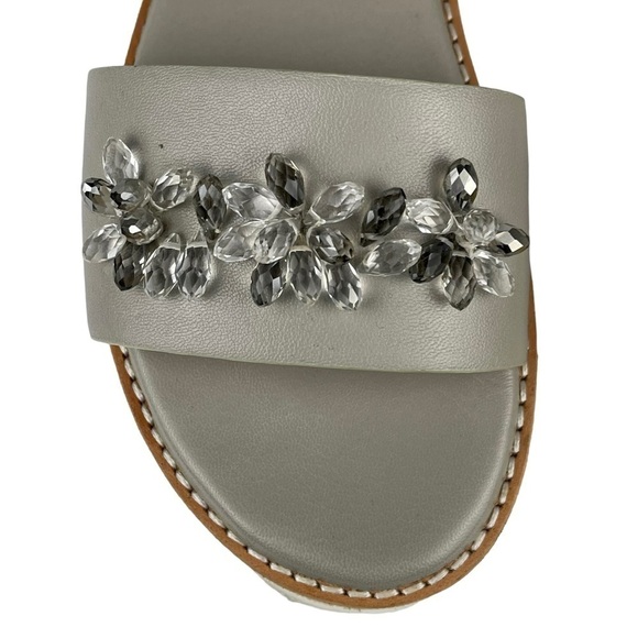 ANTHROPOLOGIE SANCHITA CRACKLE LEATHER BEADED FLORAL SLINGBACK PLATFORM SANDAL - Picture 11 of 13